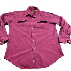 Cabelas Shirt Mens Large Burgundy Red Casual Canvas Outdoor Button Up